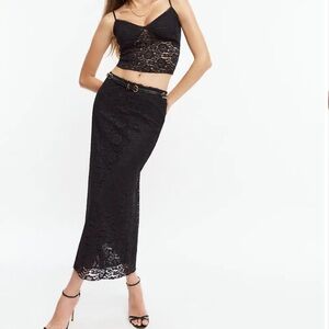 Reformation Black Lace Midi Skirt + tank set *** Geneva Knit set nwot